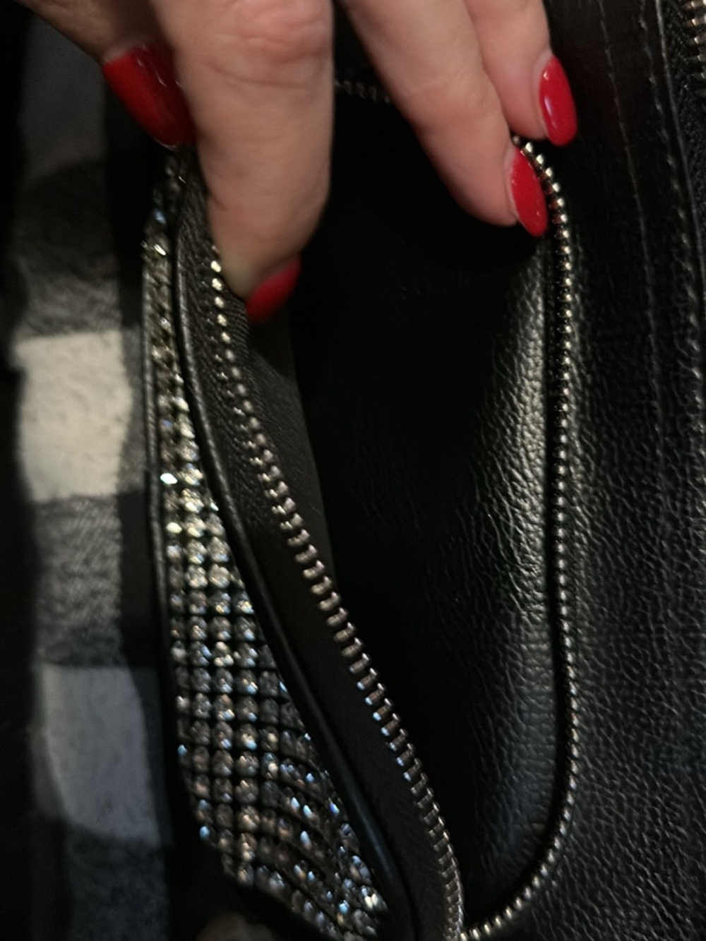 Black Satchel with Crystal Accent